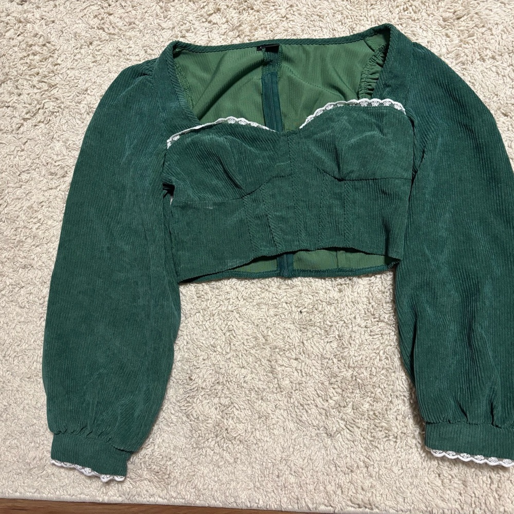 SHEIN Green Corduroy Crop Top
